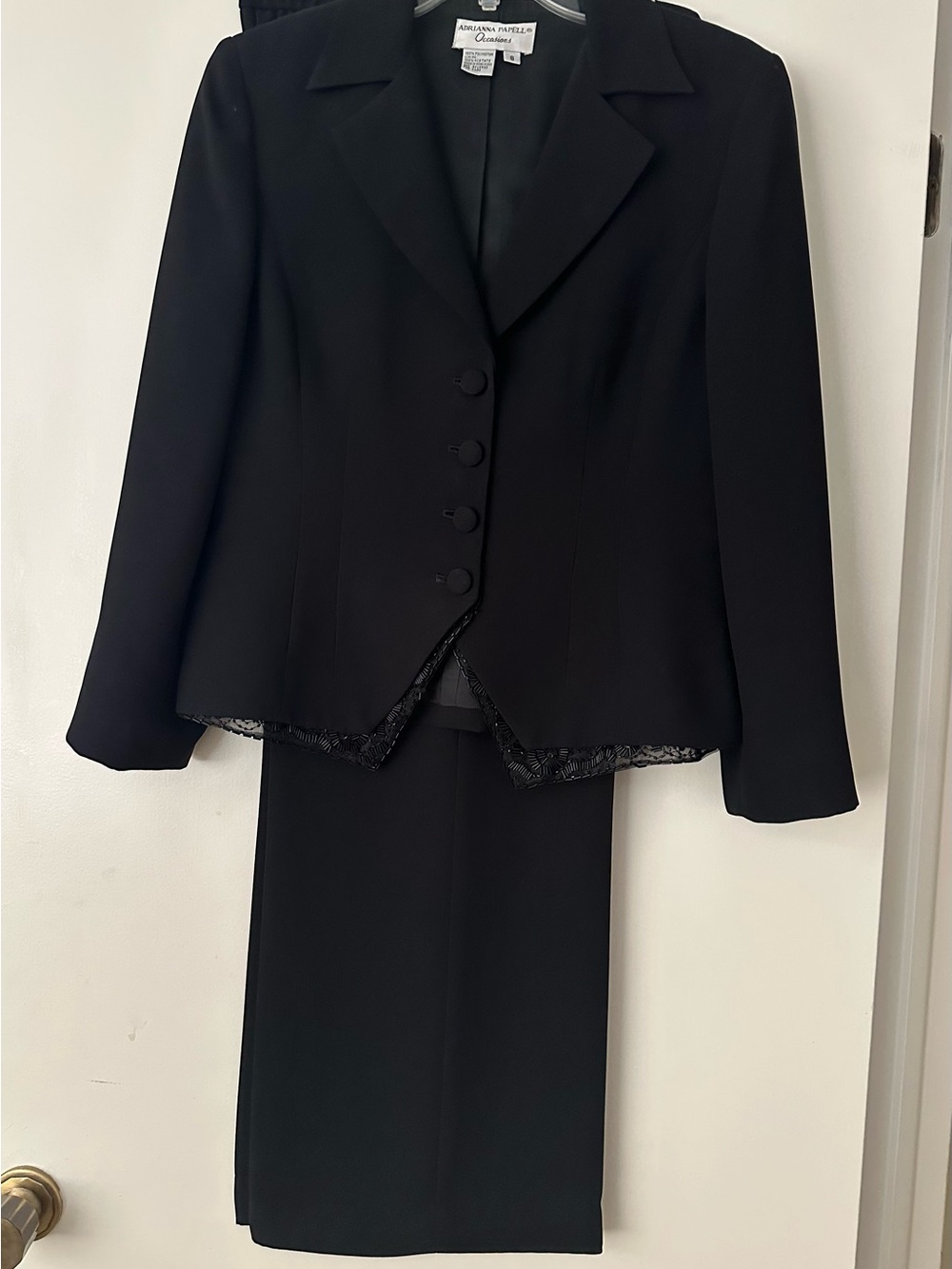 Vintage Adrianna Papell 2 Piece Black Evening Pantsuit